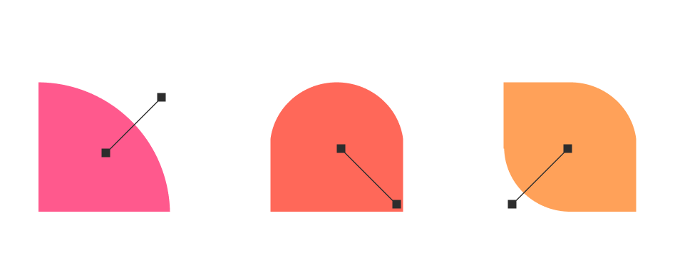 Ilustração de três formas geométricas coloridas (rosa, vermelho e laranja) conectadas por linhas, remetendo a dados e conexões